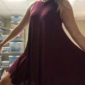 Burgundy Sleeveless Shift dress